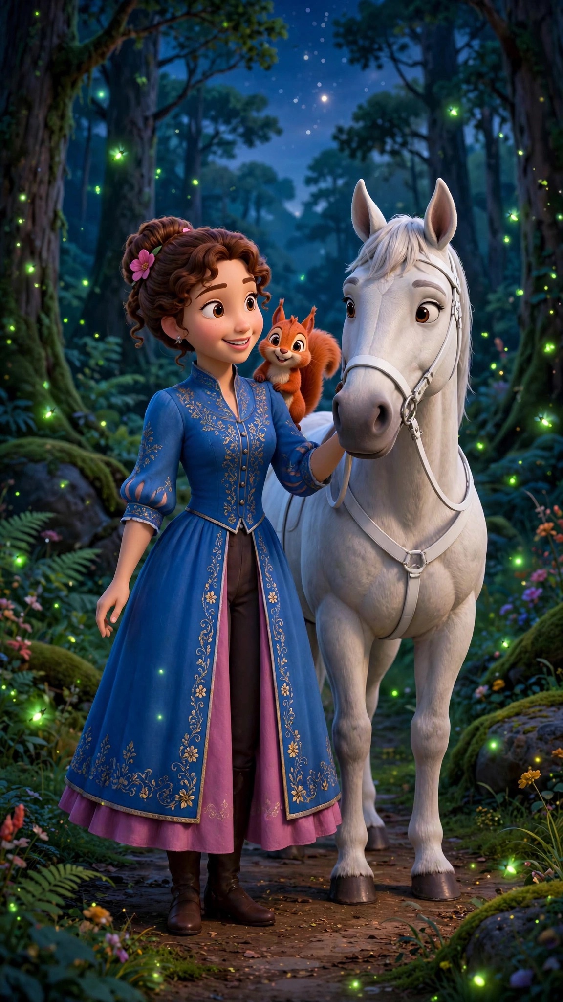 Friends of the forest under the fireflies